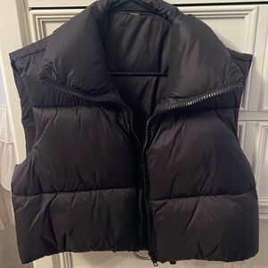 Cropped Black Puffer Vest